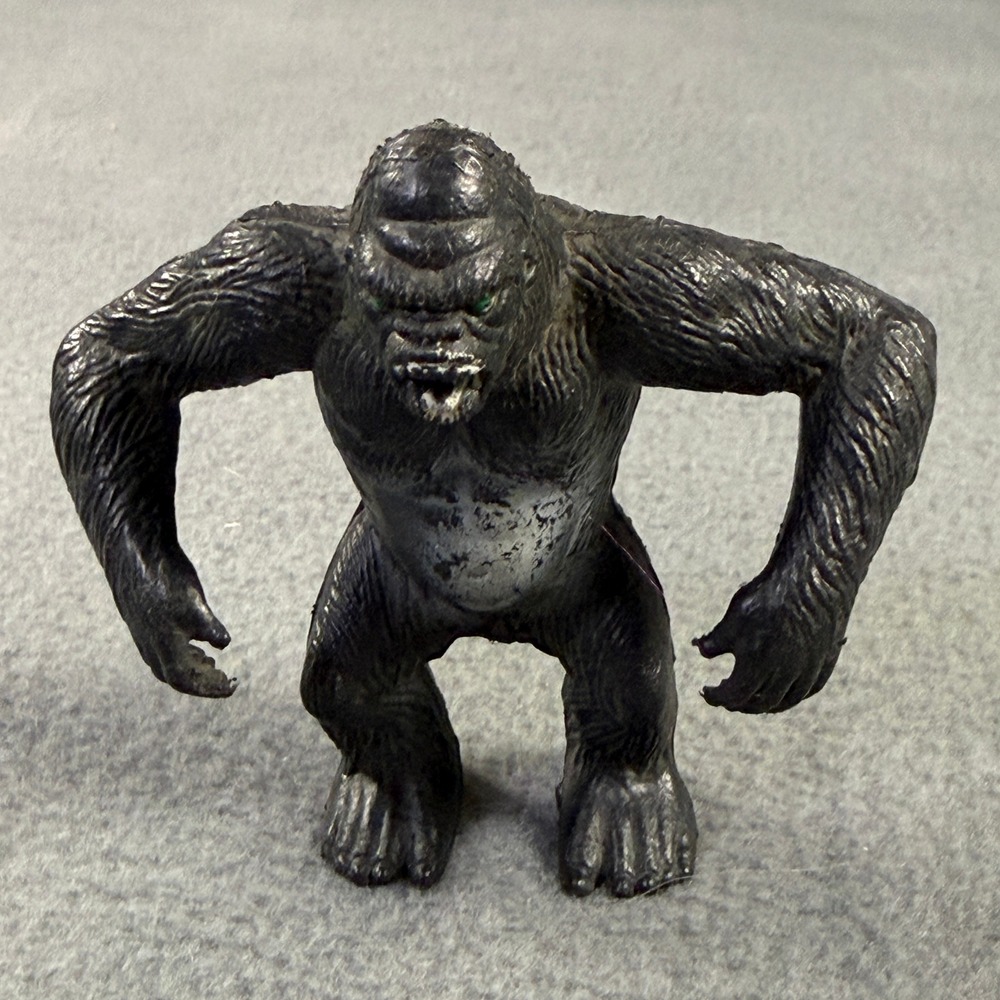Vintage King Kong Action Figure Gorilla Monster Movie Toy Green Eye Black Silver